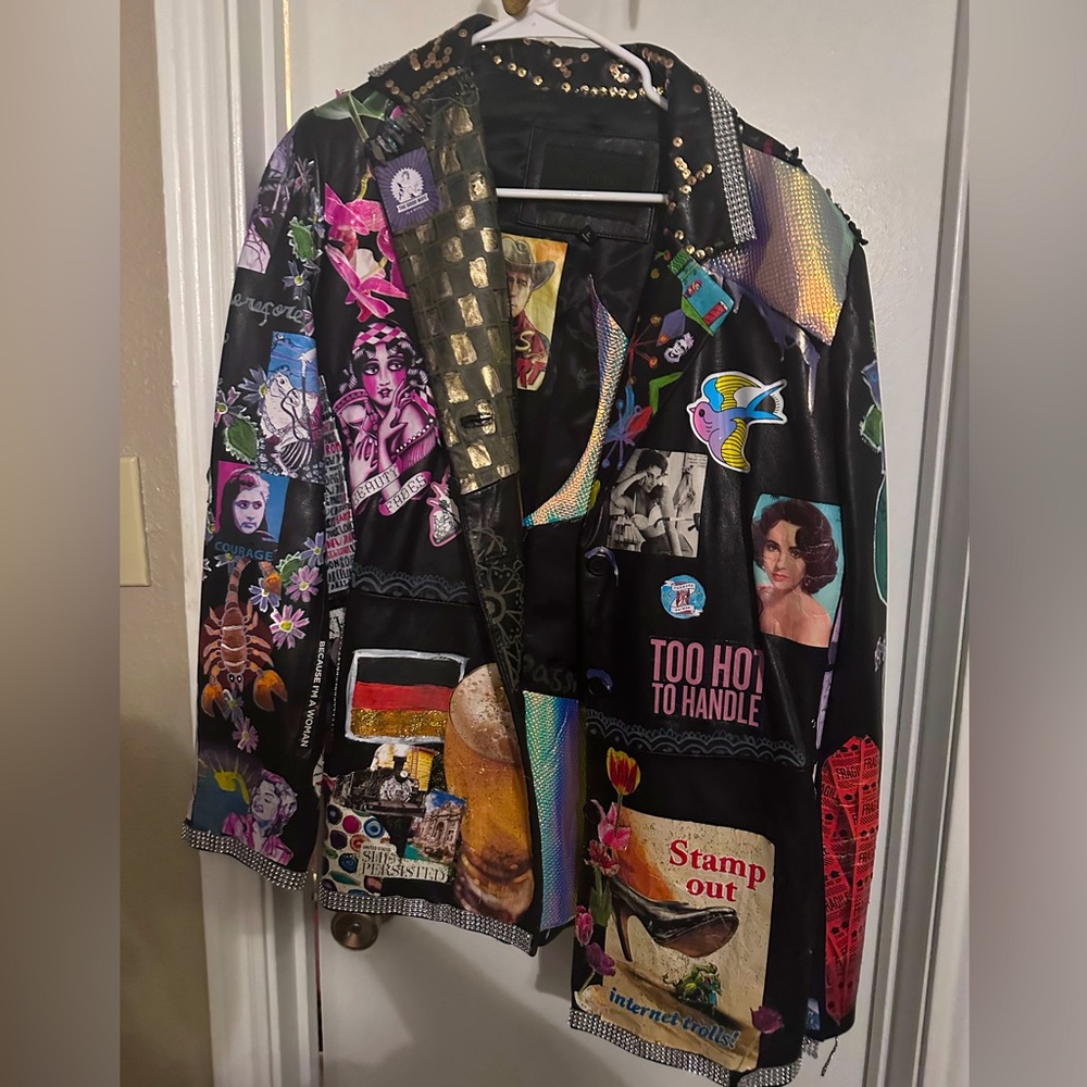Xl hand painted leather jacket